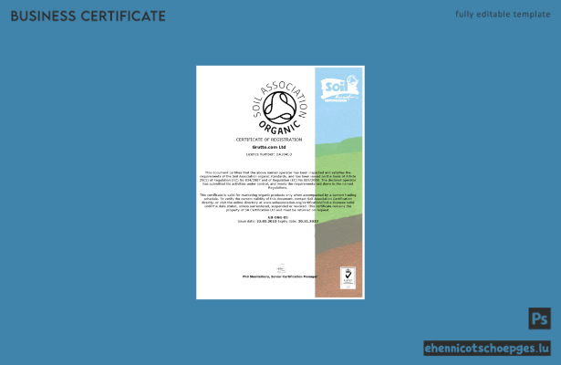 USA Soil Association Registrierungszertifikat – Beispielansicht in Word und PDF